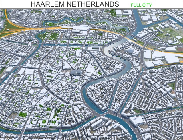 Haarlem city Netherlands 20km Model 3D .c4d .max .obj .3ds .fbx .stl .blend 