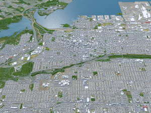 Hamilton Ontario city Canada 60km 3D Model