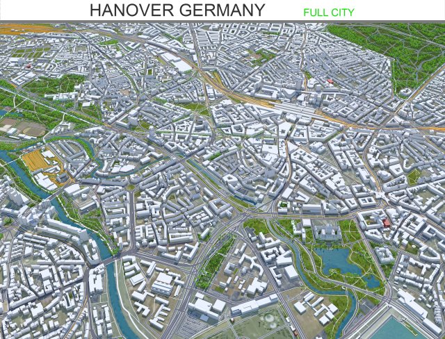 Hanover city Germany 40km Modèle 3D .c4d .max .obj .3ds .fbx .stl .blend 