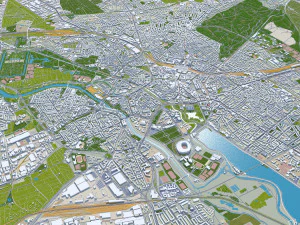 Hanover city Germany 40km 3D Model