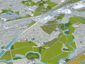 Hanover city Germany 40km 3D Model