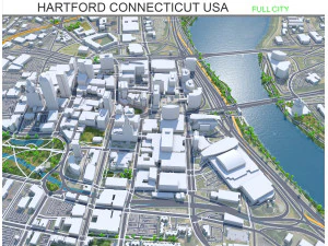 हार्टफोर्ड कनेक्टिकट शहर यूएसए 30 किमी 3D मॉडल