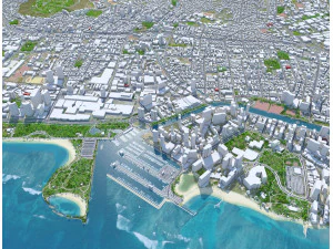 होनोलूलू हवाई शहर यूएसए 50 किमी 3D मॉडल