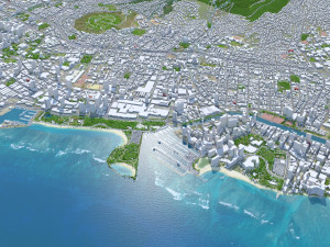 Honolulu Hawaii city USA 50km Modelo 3D