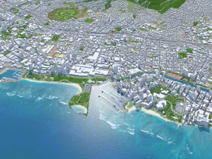 होनोलूलू हवाई शहर यूएसए 50 किमी 3D मॉडल