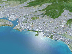 होनोलूलू हवाई शहर यूएसए 50 किमी 3D मॉडल