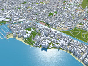 होनोलूलू हवाई शहर यूएसए 50 किमी 3D मॉडल