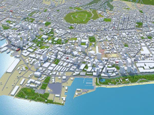 होनोलूलू हवाई शहर यूएसए 50 किमी 3D मॉडल