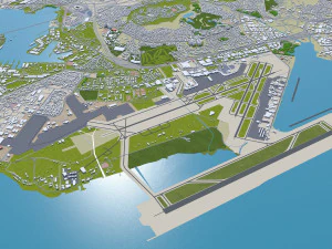 होनोलूलू हवाई शहर यूएसए 50 किमी 3D मॉडल