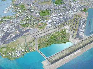 होनोलूलू हवाई शहर यूएसए 50 किमी 3D मॉडल