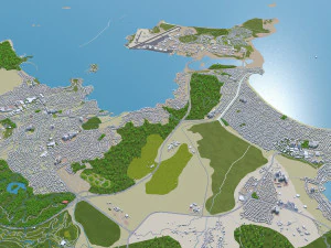 होनोलूलू हवाई शहर यूएसए 50 किमी 3D मॉडल