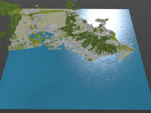 होनोलूलू हवाई शहर यूएसए 50 किमी 3D मॉडल