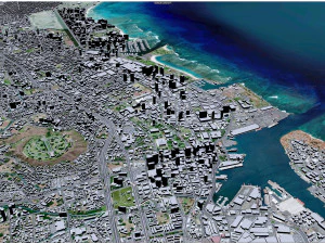 होनोलूलू हवाई शहर यूएसए 50 किमी 3D मॉडल