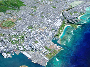 होनोलूलू हवाई शहर यूएसए 50 किमी 3D मॉडल