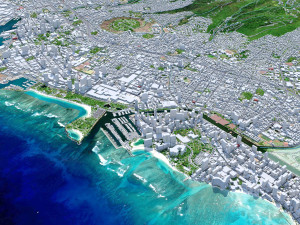 Honolulu Hawaii city USA 50km Modelo 3D