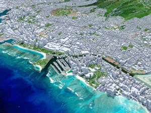 होनोलूलू हवाई शहर यूएसए 50 किमी 3D मॉडल