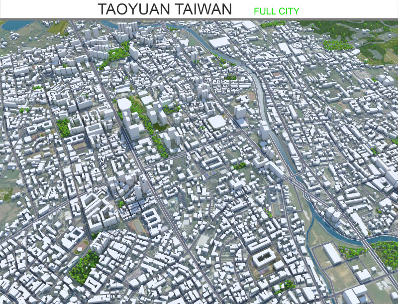 Taoyuan city Taiwan 56km 3D मॉडल .c4d .max .obj .3ds .fbx .stl .blend 