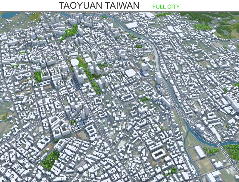 Taoyuan city Taiwan 56km 3D Model .c4d .max .obj .3ds .fbx .stl .blend