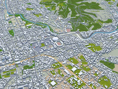 Taoyuan city Taiwan 56km 3D Model