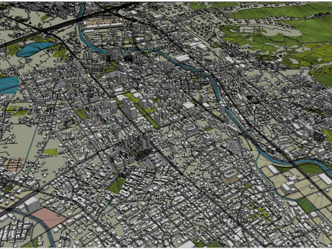 Taoyuan city Taiwan 56km 3D Model