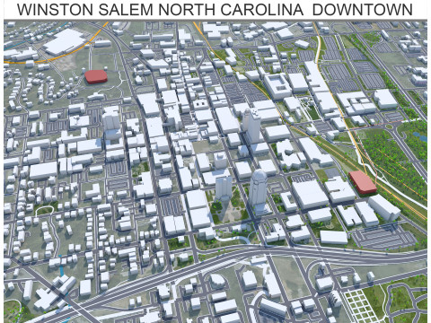 Winston salem downtown city north carolina usa 5km 3D Model