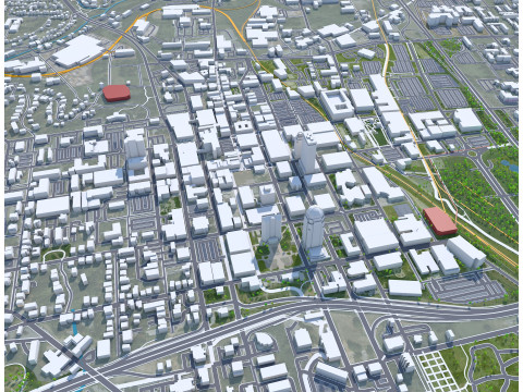 Winston salem downtown city north carolina usa 5km 3D Model
