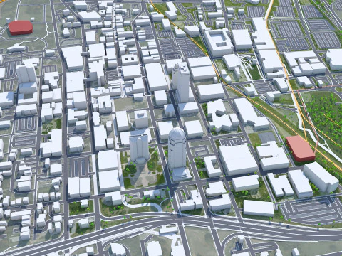Winston Salem centrum van de stad North Carolina, VS, 5 km 3D Model