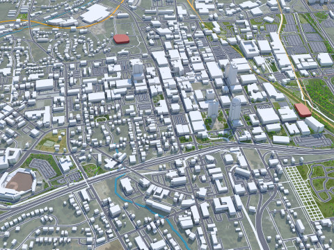 Winston salem downtown city north carolina usa 5km 3D Model
