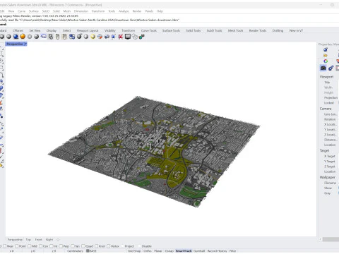 Winston Salem centrum van de stad North Carolina, VS, 5 km 3D Model