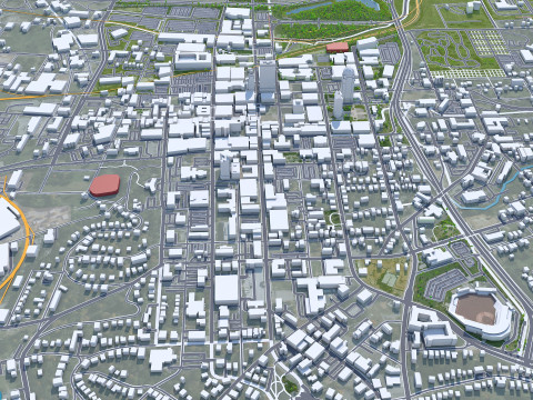 Winston salem downtown city north carolina usa 5km 3D Model