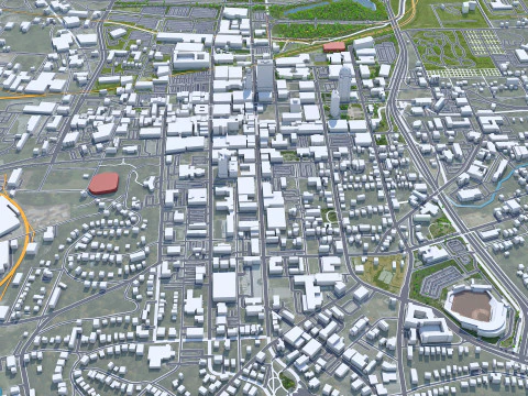 Winston Salem centrum van de stad North Carolina, VS, 5 km 3D Model