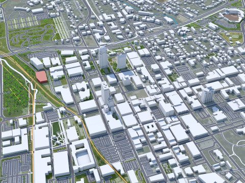 Winston salem downtown city north carolina usa 5km 3D Model