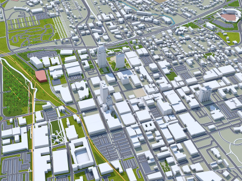 Winston salem downtown city north carolina usa 5km 3D Model