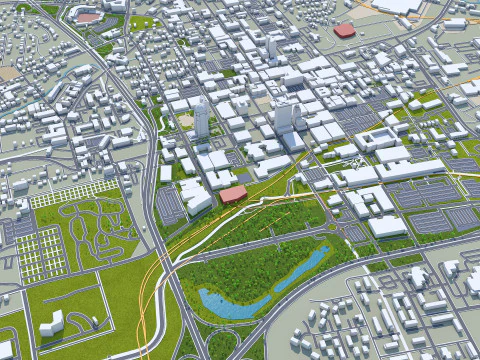 Winston Salem centrum van de stad North Carolina, VS, 5 km 3D Model