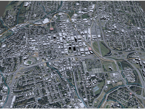 Winston salem downtown city north carolina usa 5km 3D Model