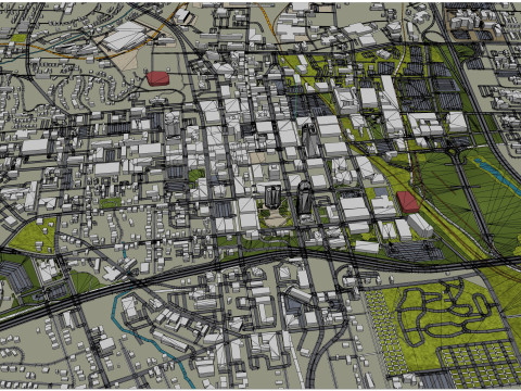 Winston salem downtown city north carolina usa 5km 3D Model