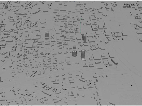 Winston Salem centrum van de stad North Carolina, VS, 5 km 3D Model