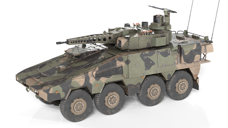 Boxer armoured fighting vehicle 3D Model .c4d .max .obj .3ds .fbx .stl .blend