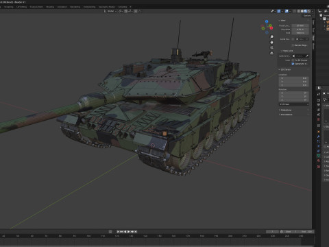Leopard 2A6 Battle Tank 3D 模型