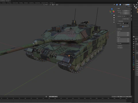 Leopard 2A6 Battle Tank 3D Model