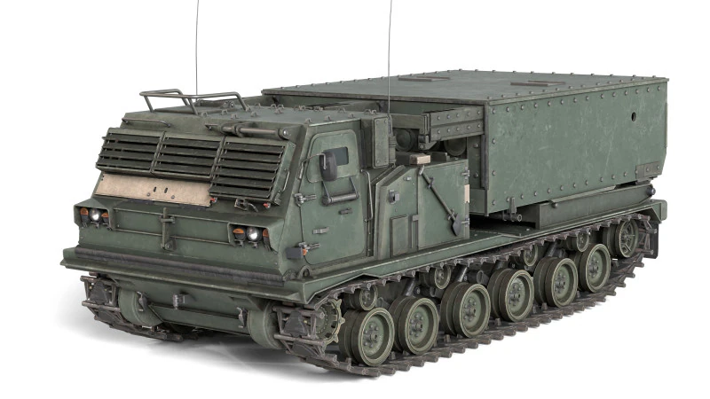 M270 Multiple Launch Rocket System 3D Model .c4d .max .obj .3ds .fbx .stl .blend 