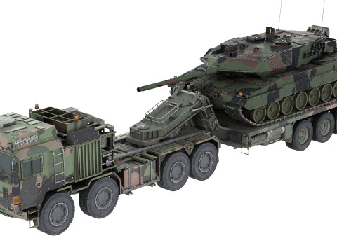 Rheinmetall HX81 Military Truck with Troller Tank 3D Model