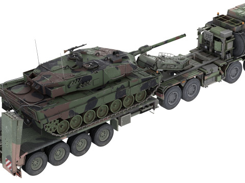Rheinmetall HX81 Military Truck with Troller Tank 3D मॉडल