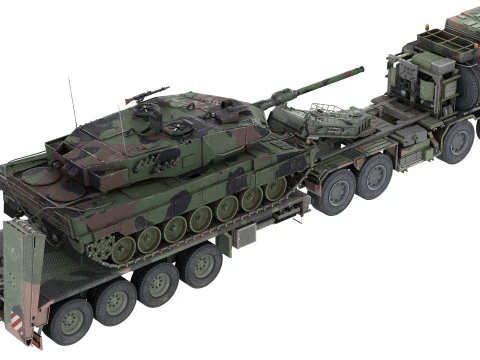 Rheinmetall HX81 Military Truck with Troller Tank 3D Model