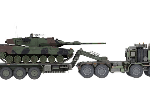 Rheinmetall HX81 Military Truck with Troller Tank 3D मॉडल