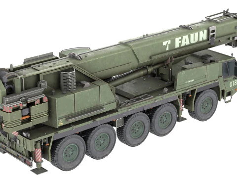 Tadano Faun ATF 100-5 Military Crane 3D Model