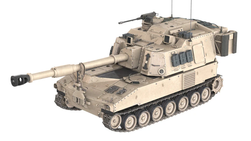 M109A6 Paladin tank 3D Model .c4d .max .obj .3ds .fbx .stl .blend 