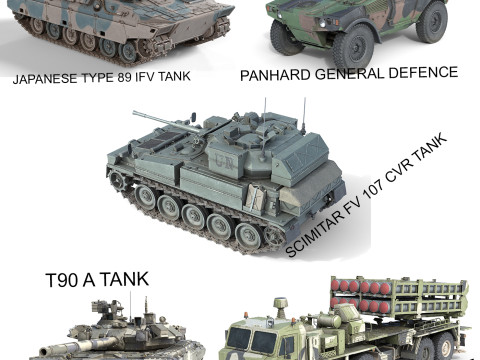 5 Military Vehicles Collection v12 3D Model