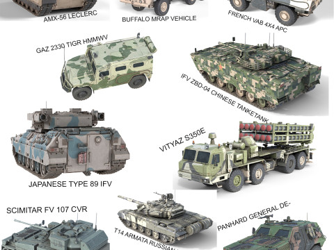 10 Military Vehicles Collection v5 3D 모델