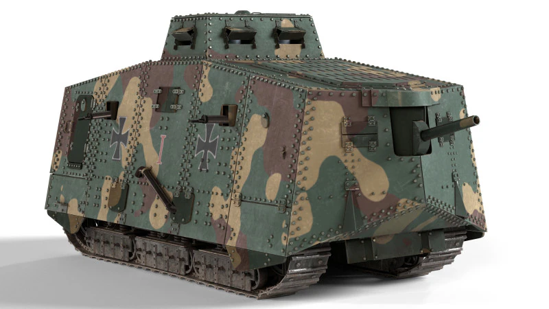 A7V Sturmpanzerwagen Heavy Tank 3D Model .c4d .max .obj .3ds .fbx .stl .blend 
